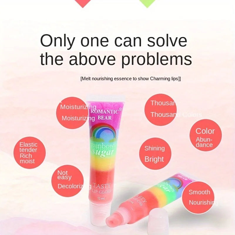 Rainbow Pearl Lip Gloss Glitter, Rainbow Jelly Lip Gloss, Sparkling Lips, Moisturizing Lip Skin, Keeping It Hydrated And Not Dry